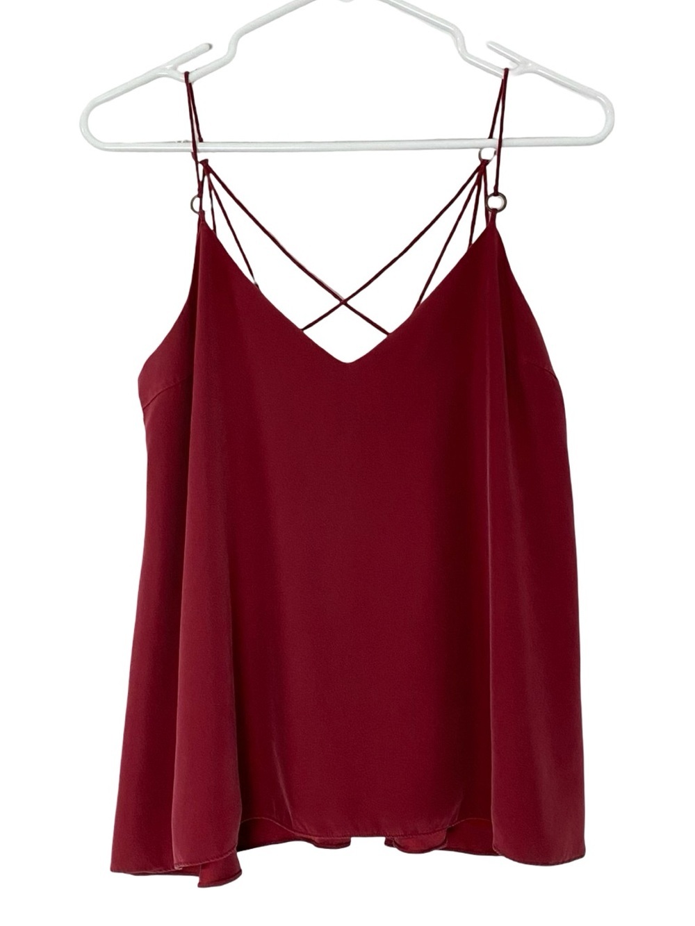 Cinq A Sept Silk Tank Top Womens Size Small Cami Red Strappy Lined Shirt